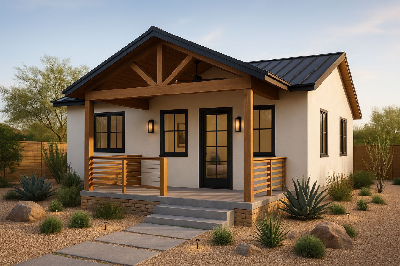 Craftsman-style casita with covered porch
